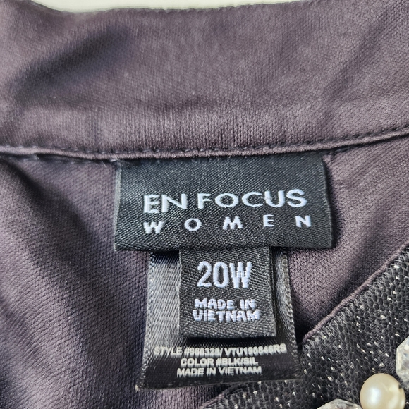 Enfocus Long Evening Dress Special Occasions Shimmer Glitter Black Silver 20W - Picture 13 of 14